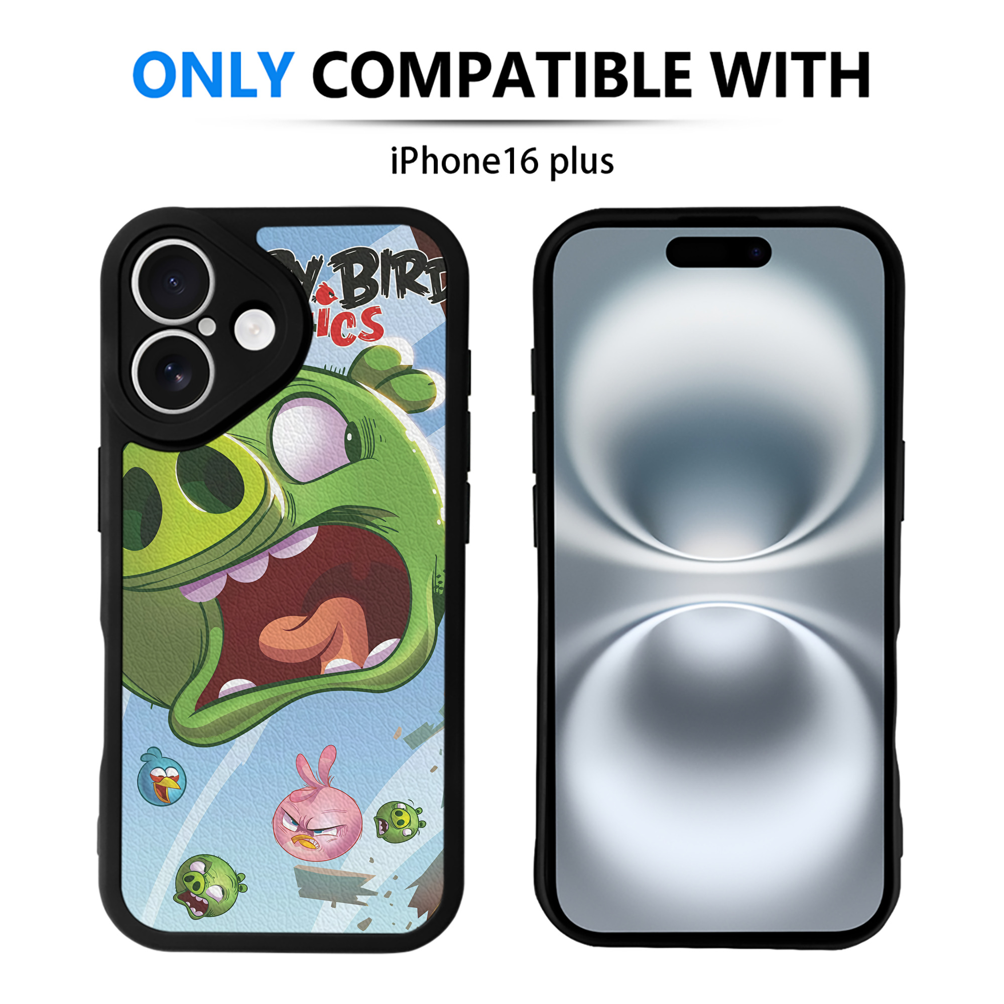 （画像用） Angry Birds アングリーバード 【iPhone 16シリーズ対応】シリコンスマホケース（レザー調） 材質：シリコン